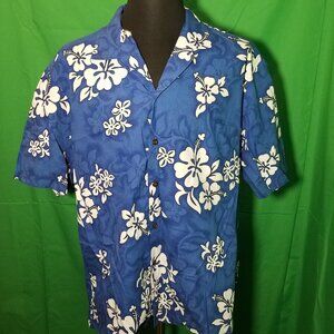 Pacific Legend Apparel Mens 2XL Blue Floral Hawaiian Shirt Vintage Single Stitch